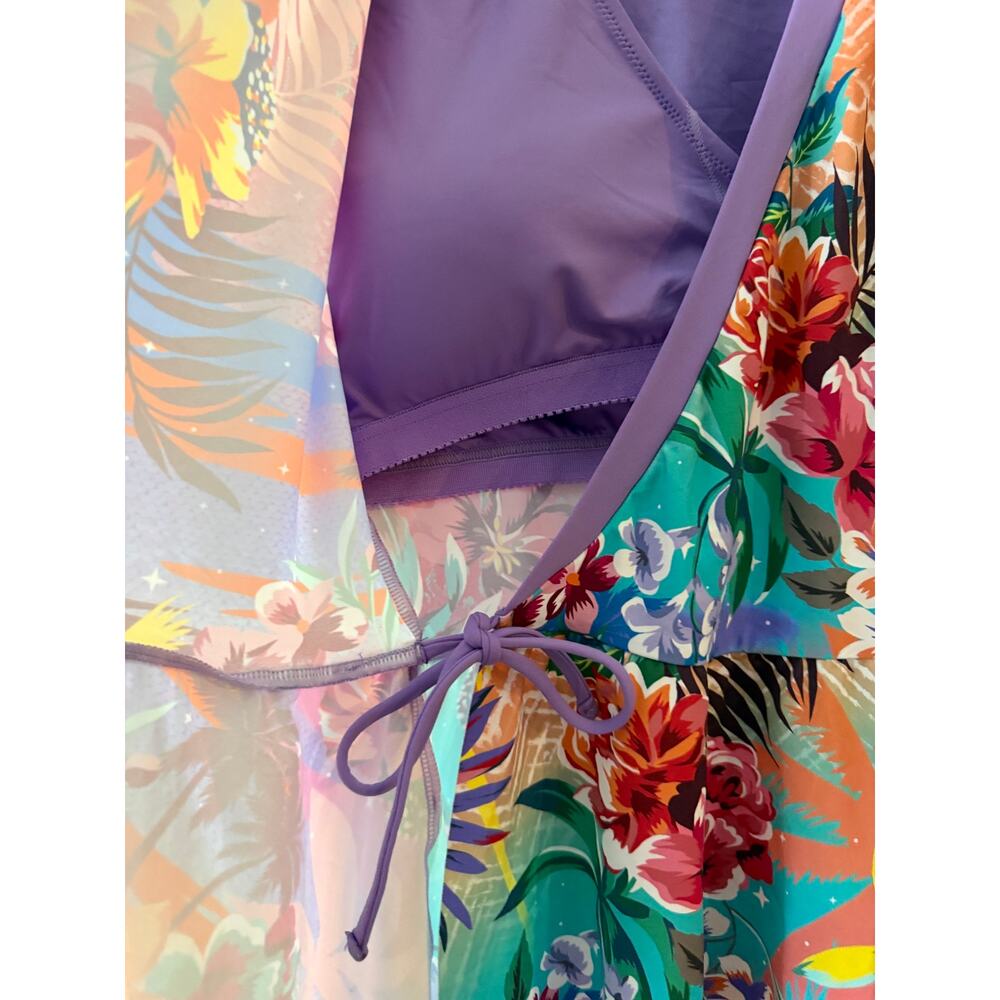 NWT Johnny Was California Wrap Tankini Top Large Tropical Floral Peplum Swim Top - Picture 6 of 10